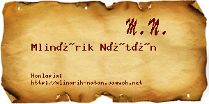 Mlinárik Nátán névjegykártya